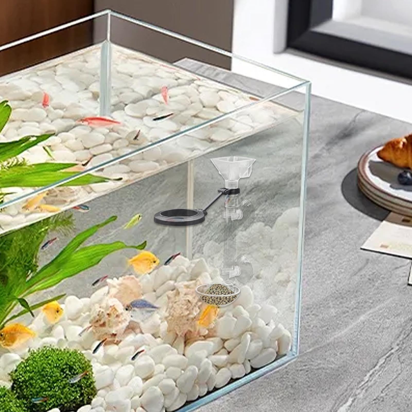 Mangiatoia per acquario Tubo di alimentazione telescopico Dispenser Contagocce per alimenti direzionale trasparente