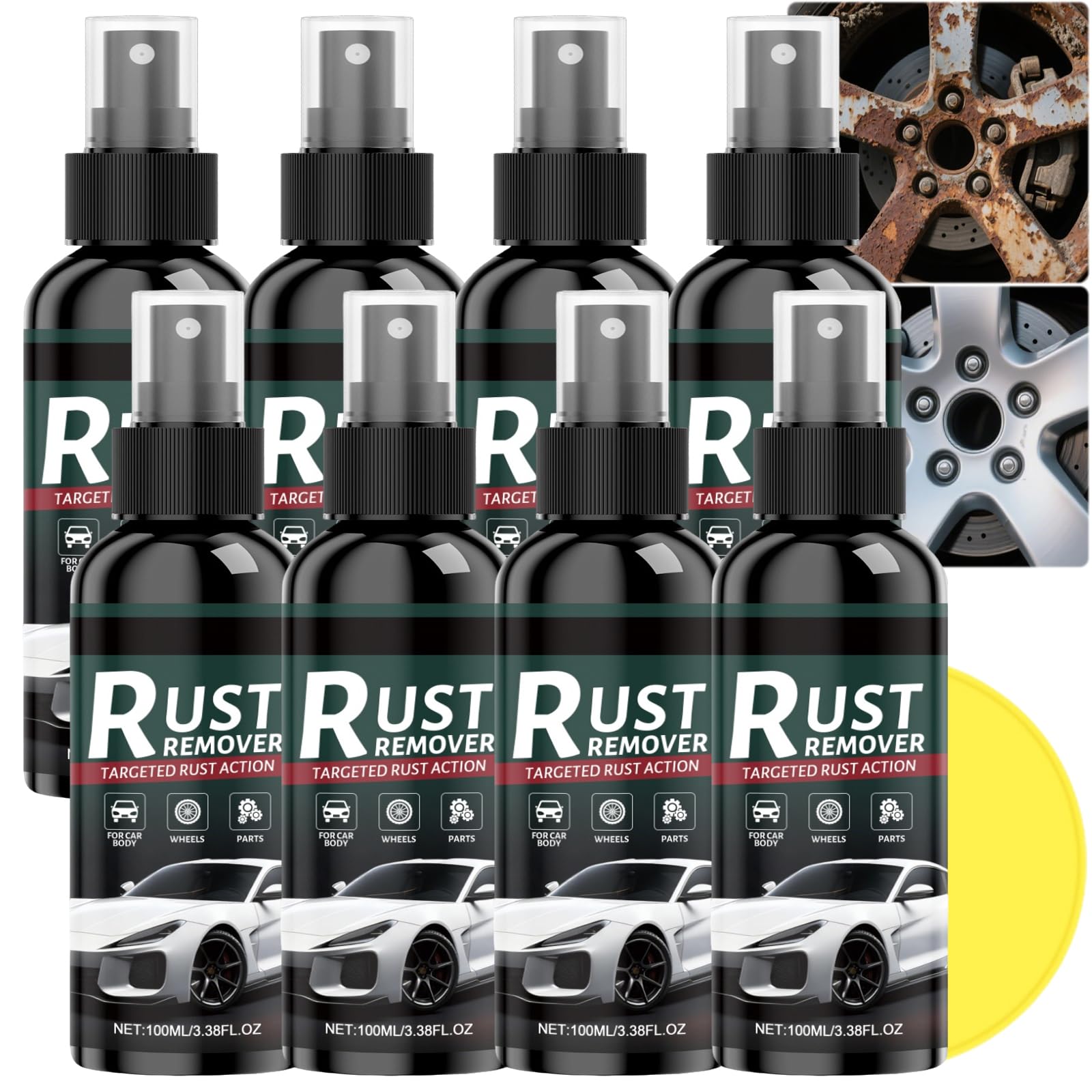 Hochleistungs-Rostentfernerspray für Metall, schnell wirkender Rostlöser für Autos, Werkzeuge, Räder, Mehrzweck-Rostkonverter für Stahl, Eisen, Auto-Eisen-Entferner-Spray, Eisen-Reiniger (8PCS)