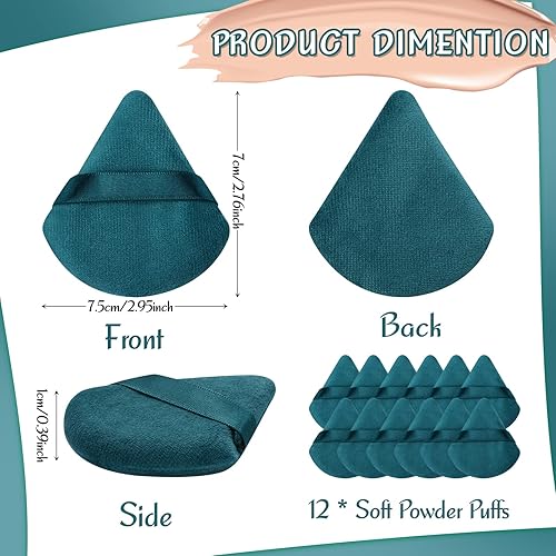 Miniatura 2 de Esponja de polvo triangular, suave terciopelo para maquillaje, esponja de polvo de ajuste de algodón para polvo prensado, polvo suelto, base