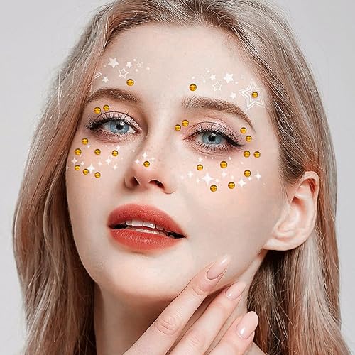 Miniatura 4 de 3090 calcomanías de diamantes de imitación, calcomanías autoadhesivas de perlas doradas para la cara, gemas de 0.3450.236 in, gemas para el cabello,