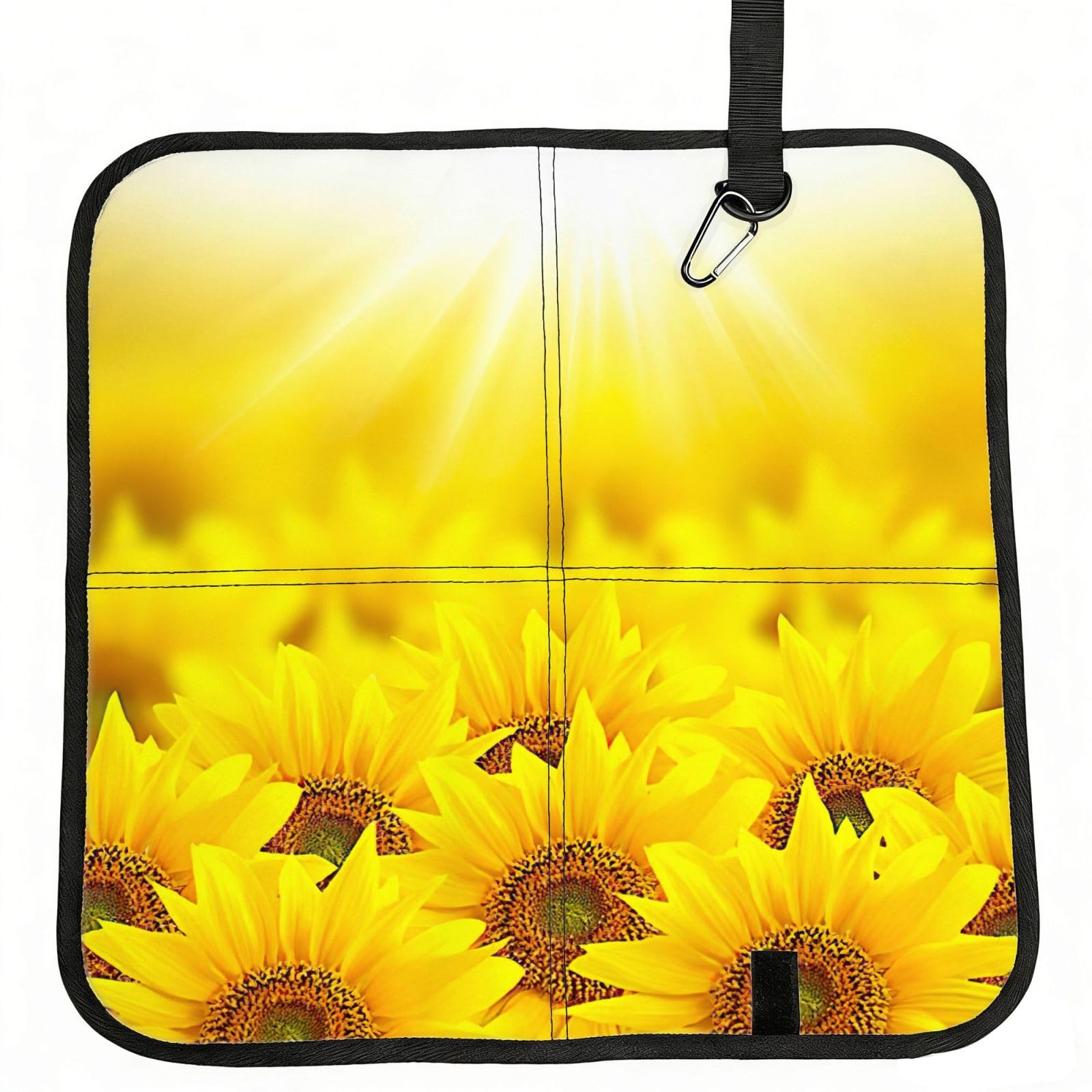 bghdfa Yellow Sunflowers Print Outdoor Sitting Mat Waterproof Oxford Cloth Seat Cushion Folding Foam Camping Seat For Picnic