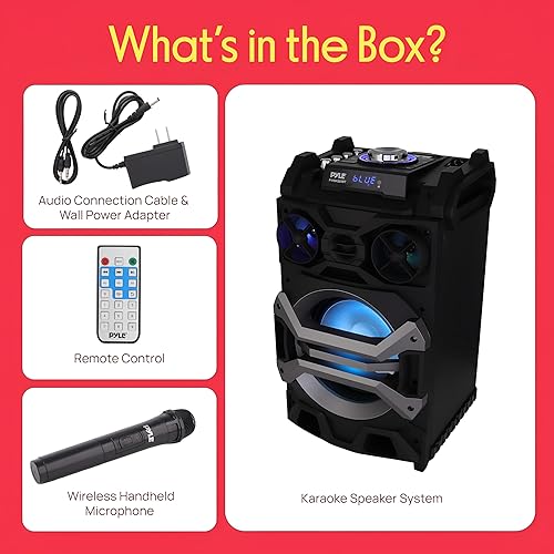 Miniatura 2 de Pyle Sistema de altavoces de karaoke de conectividad BT portátil de 500 W, estéreo PA con subwoofer de 8 pulgadas, micrófono de batería recargable