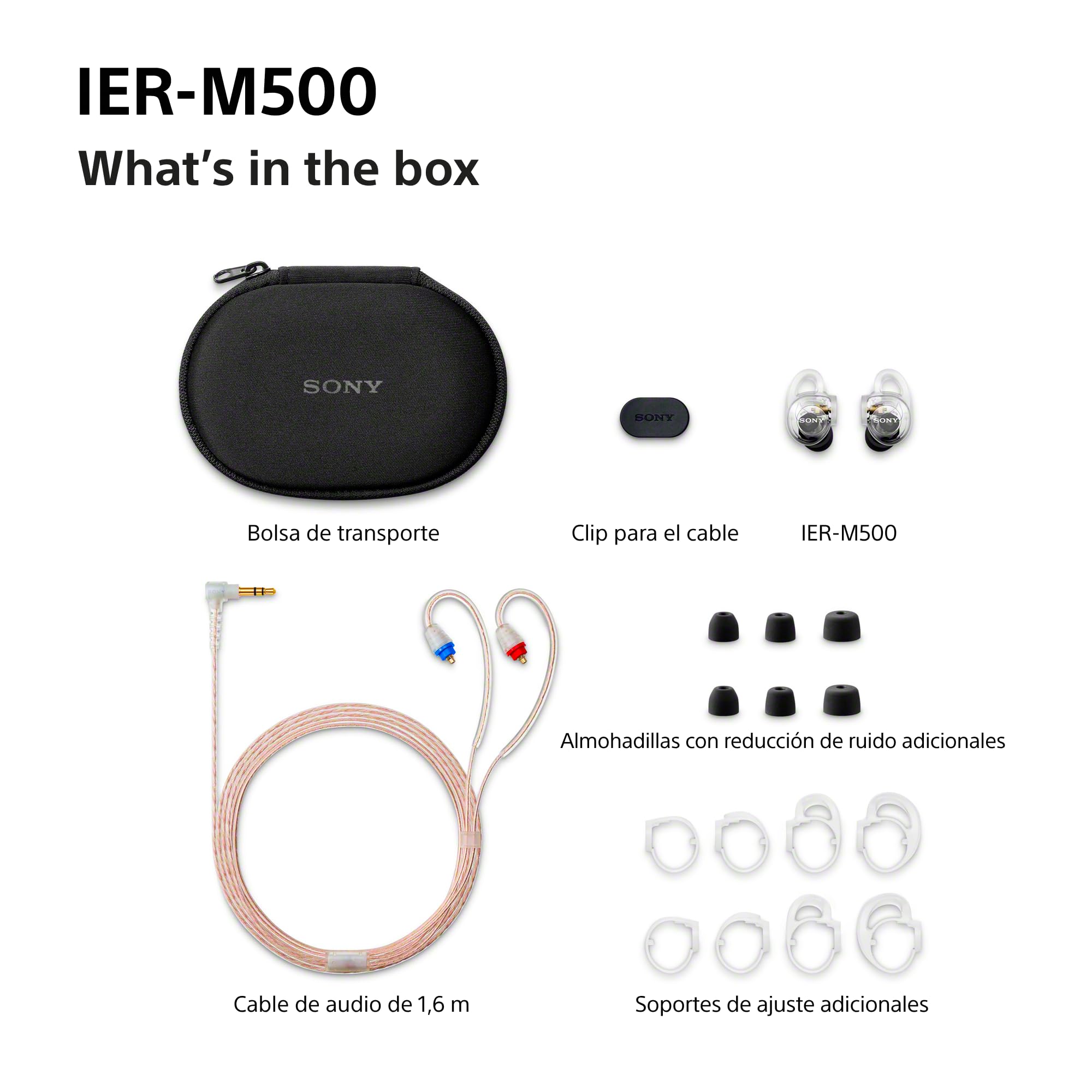 Sony IER-M500 Auriculares IEM Hi-Res con Aislamiento de Ruido Transparente