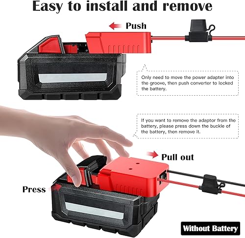 Miniatura 9 de Adaptador de rueda eléctrica para Milwaukee M18, kit de conversión de batería de 18 V con interruptor, fusible y terminales de cable, cable de 12