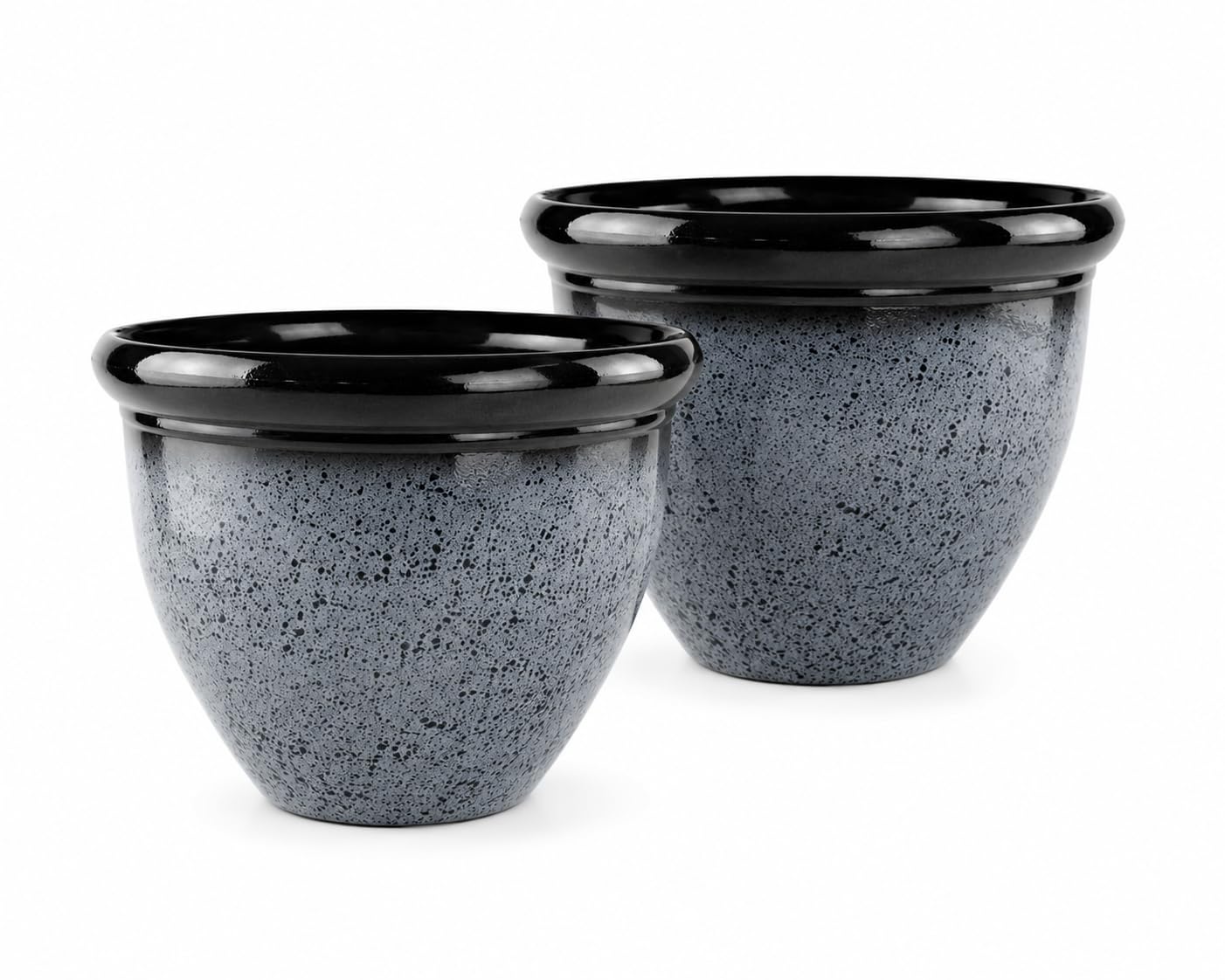 Muddy Hands Large Set of 2 Plant Pots 39cm 18L Heavy Duty Ceramic Look Grey | Indoor & Outdoor, No Drainage Holes, Can Be Drilled, Flower Planters, Grey Finish