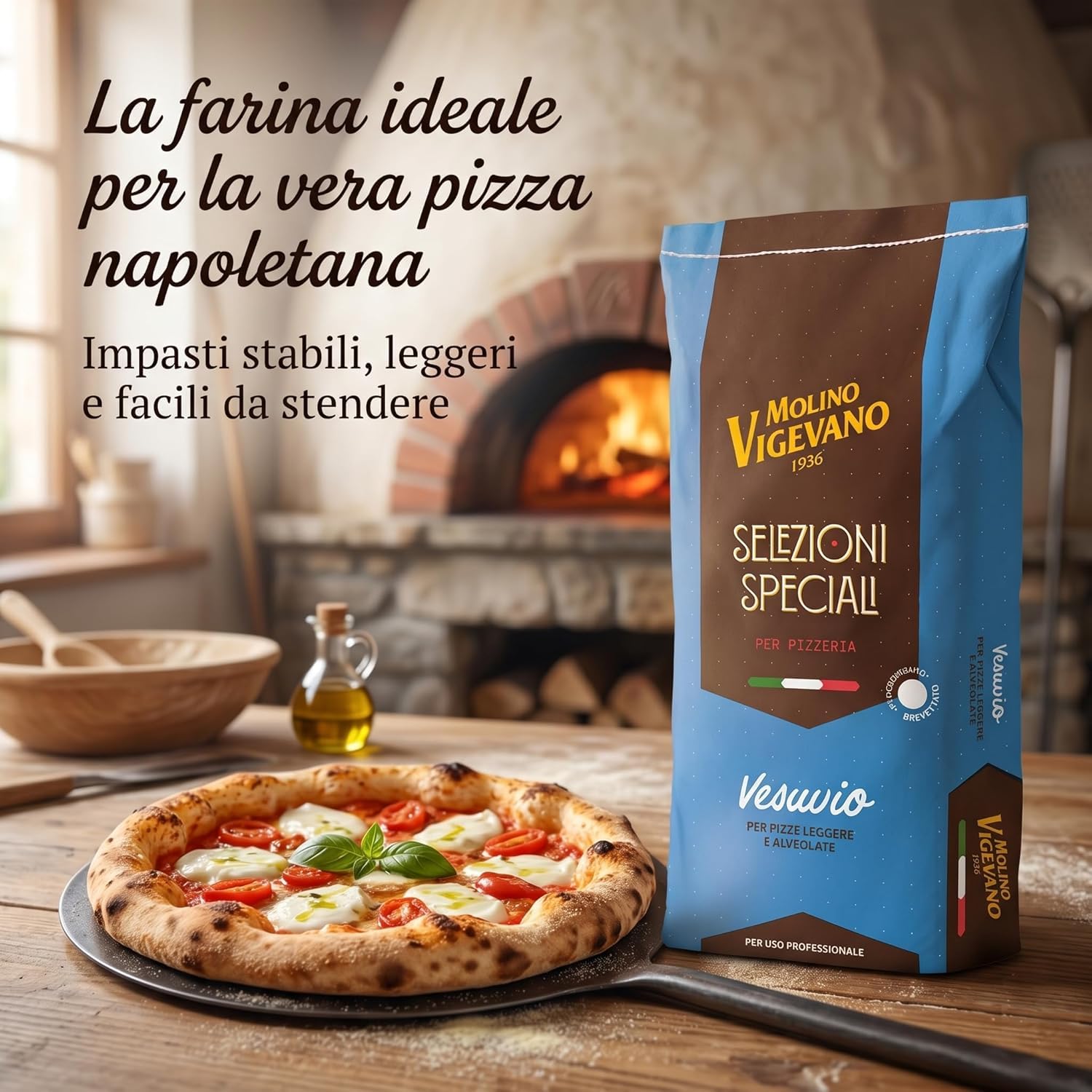 Italian Gourmet Profi-Pizzamehl Vesuvio 10kg + Italian Gourmet Polpa Gratis – Italienisches Tipo-0-Mehl für Pizza, leichte & alveolierte Teige, professionelle Pizza- und Backrezepte