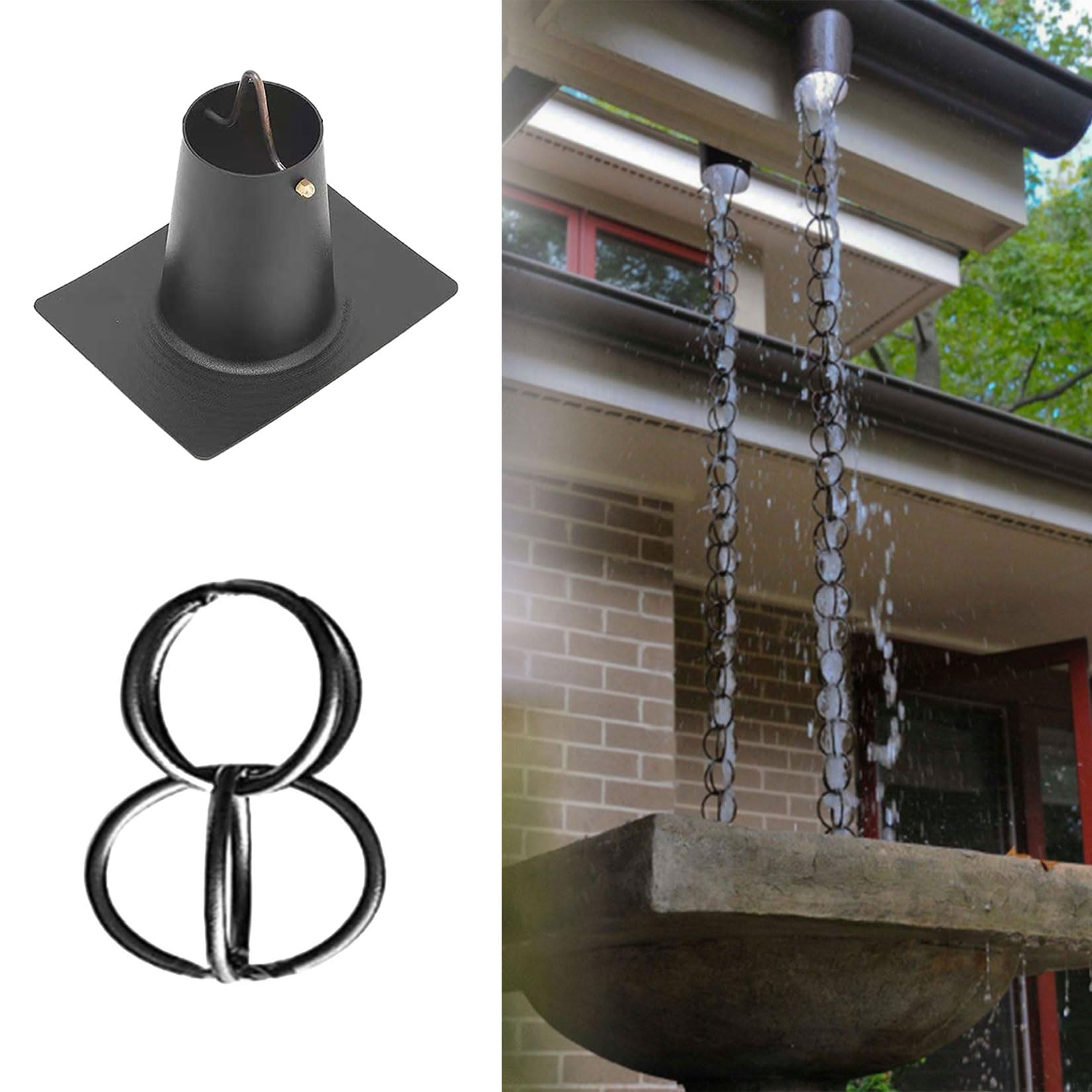 Catena per grondaia alluminio,catena raccogli pioggia grondaia,Resistente alla Ruggine,per Grondaie,Giardino,Cortile,Drenaggio,Decorazione per Esterni,Elegante e Funzionale Anelli per Adattarsi