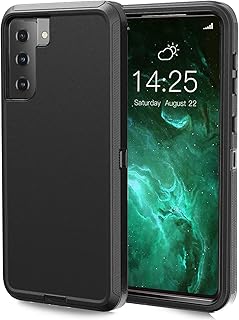 Anloes Defender Case for Samsung Galaxy S21 5G,Galaxy S21 5G Phone Case Heavy Duty Shockproof Dustproof Protection, 3 in 1 Rugged Protective Bumper Cover Black(Without Built-in Screen Protector)