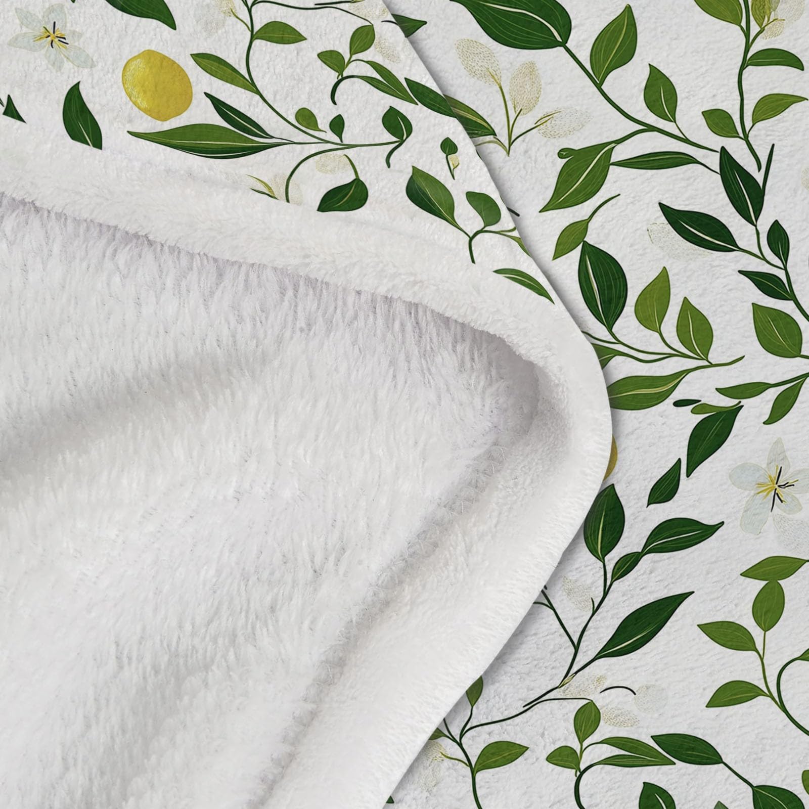 Manta Polar de Franela de Microfibra Flores Simples Hojas Mantas Impresas para la Siesta del sofá, para sofá Cama, Dormitorio, Sala de Estar 180 x 200 cm, Blanco