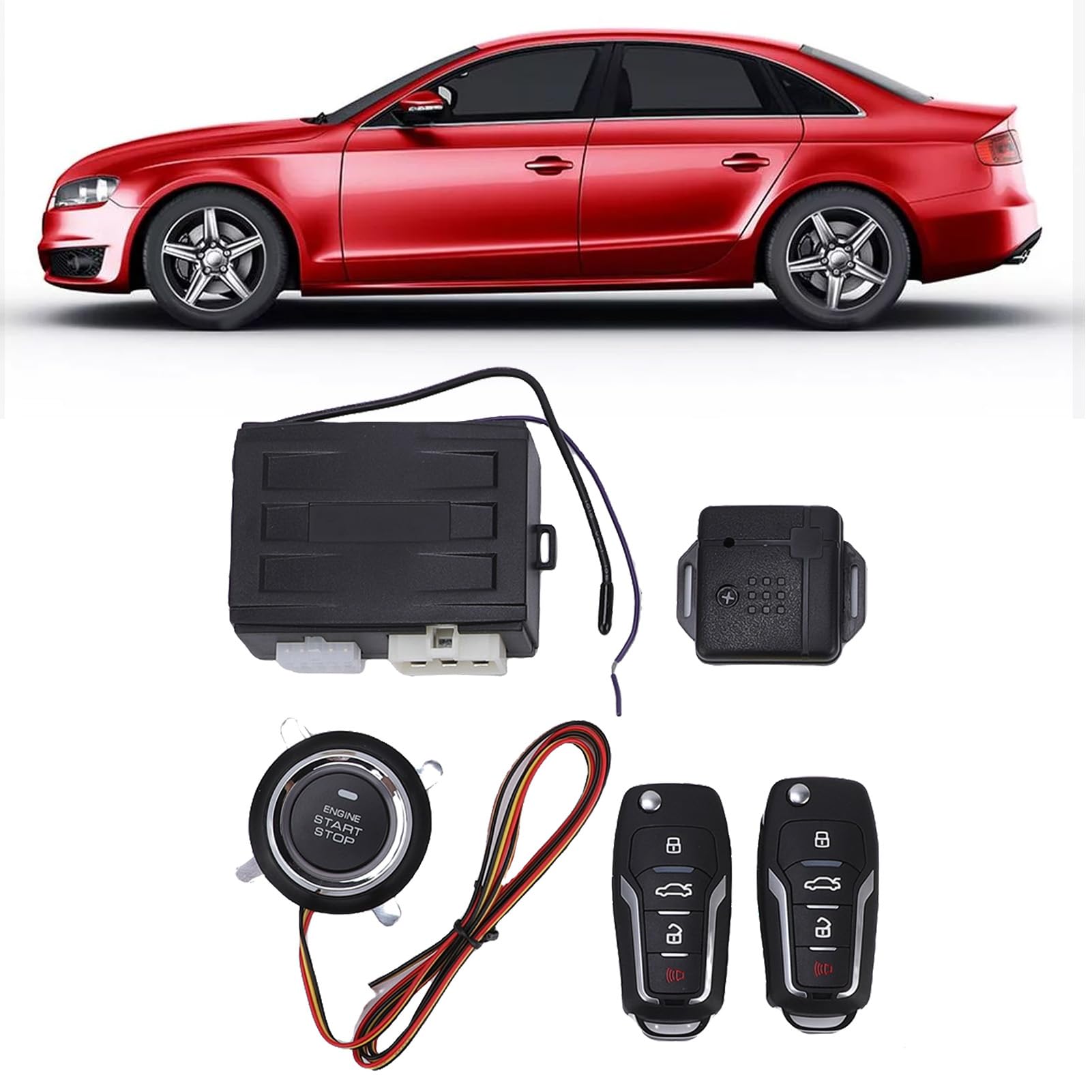 Generic de Alarma para Automóvil con Entrada sin Llave y Pulsador de Arranque de Motor Remoto