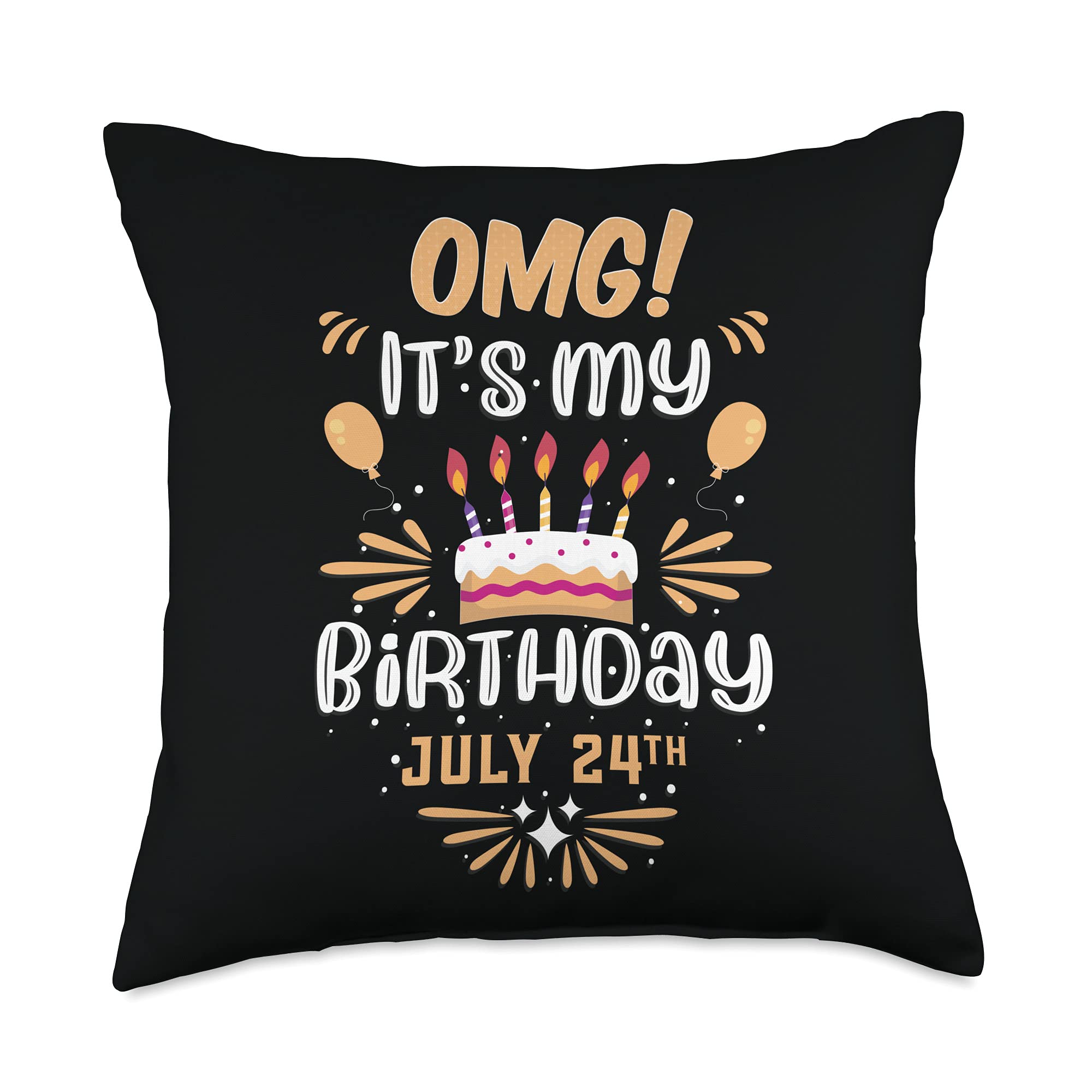 Amazon.com: Cute July Bday Gifts Co. OMG July 24th Funny Birthday Party  Present Throw Pillow, 18x18, Multicolor : Home & Kitchen