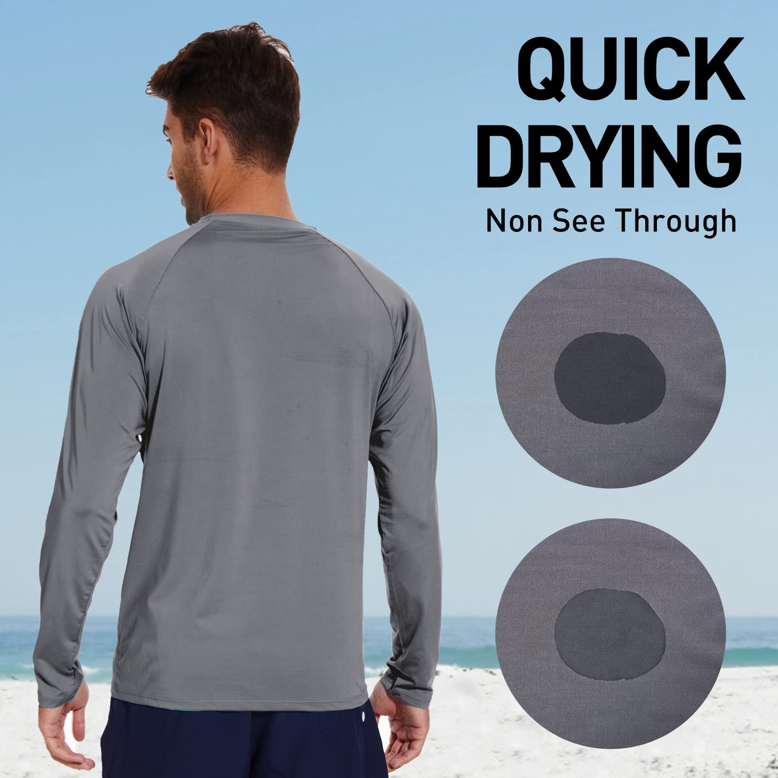 Arcweg Rashguard Mare Surf Uomo Maniche Lunghe Protezione Solare UV UPF 50+ Asciugatura Veloce Maglia Anti UV Pescs Stile Sciolto Elastica Maglietta Piscina