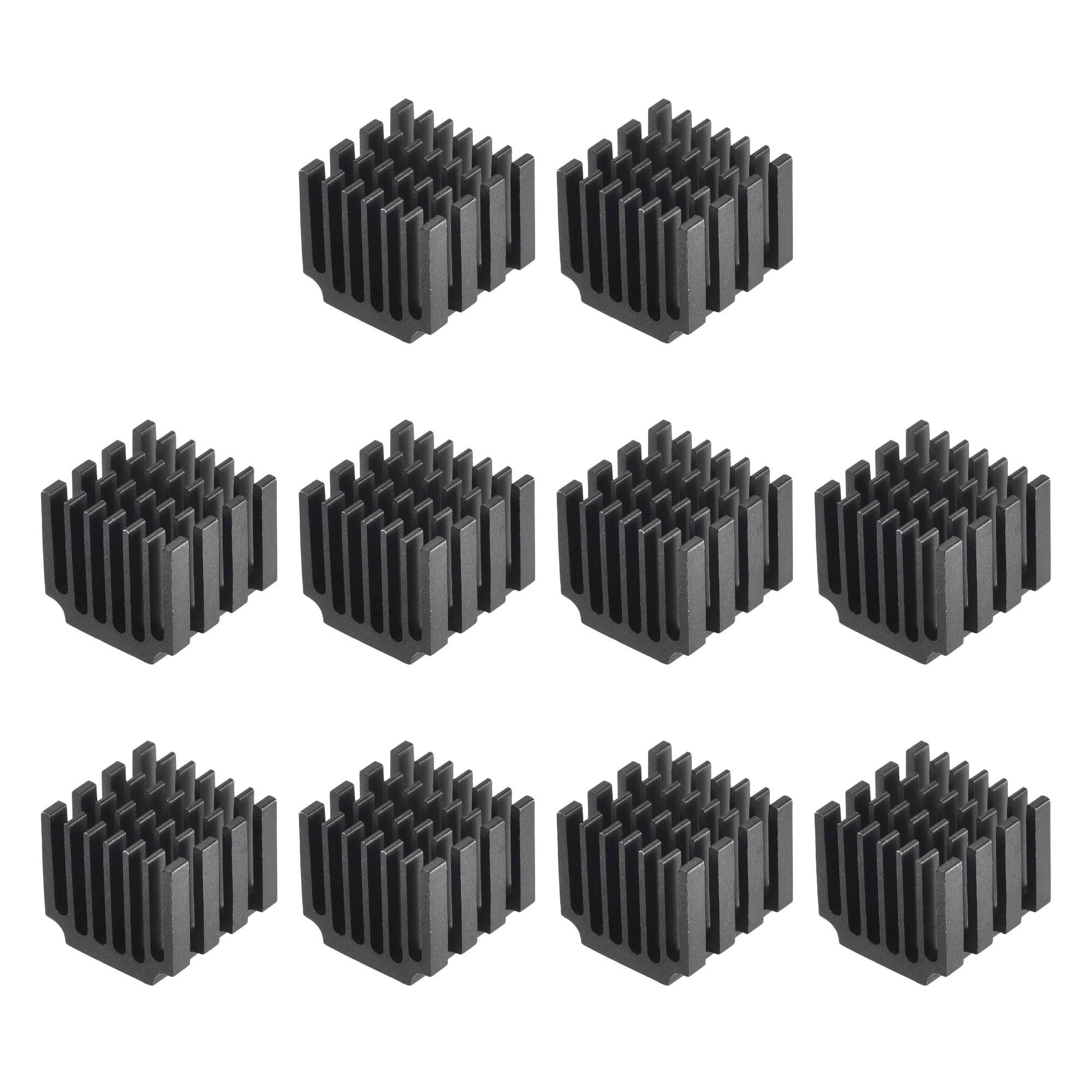 sourcing map 14.5x14x13mm Noir Thermique Auto-adhésif Alluminium Dissipateur Chaleur Radiateur Électroniques 10pcs