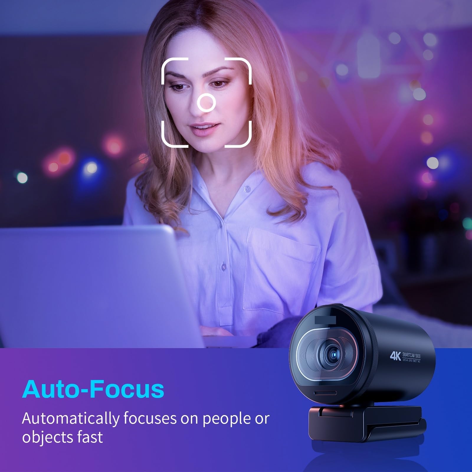 4K Webcam 1080P Autofocus Streaming Web Camera Living Stream Con Microfoni Privacy Cover Scatta Nitida Fluida