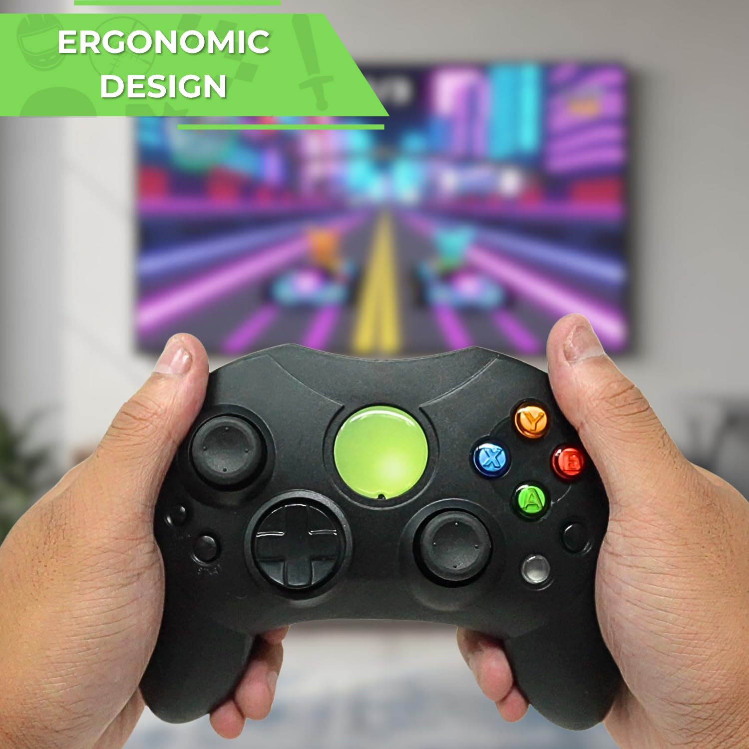 Old Skool compatible with Xbox Controller S-Type Wired Game Pad - Black - Image 4