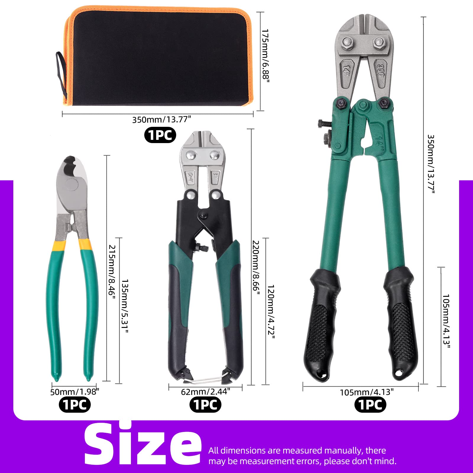 Swpeet Lot de 3 mini coupe-boulons et coupe-câbles