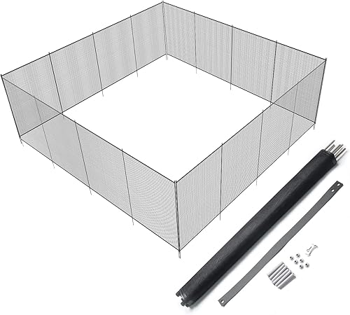 Funmit Kit de valla de piscina de 4 x 48 pies, valla de seguridad extraíble para piscinas enterradas o sobre el suelo, fácil instalación de