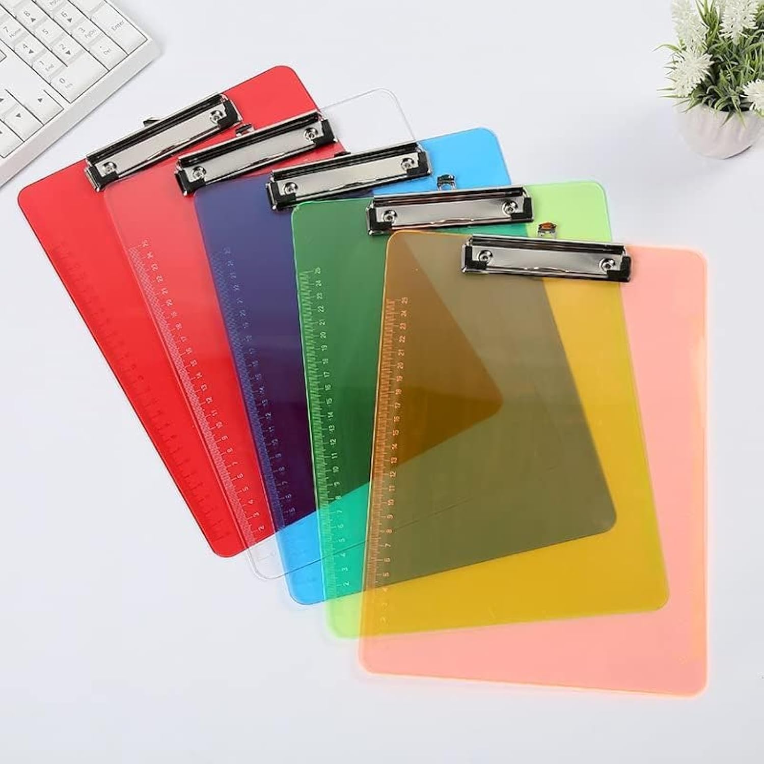 Sijihua Clipboard Folder Board Office Folder with Heavy Duty Clip (2 Packs) A4 Clear Blue + Green