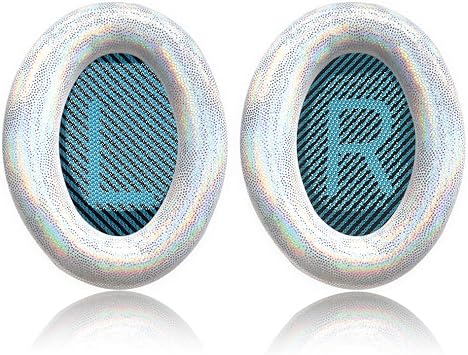 Professional Ear Pads for Bose QC35 ii QC25 QC2 QC15 Ae2 Ae2i Ae2w SoundTrue & SoundLinkOver-Ear, Memory Foam & Stylish Fabric, Durable Ear Cushions for Extra Soft, by Krone Kalpasmos-Shining White