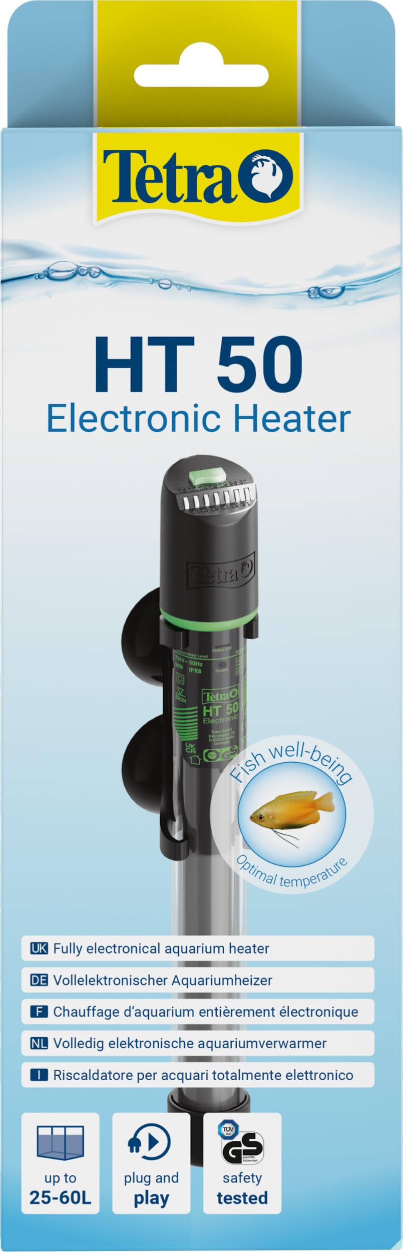 Tetra HT 50 - Potente Calentador de Acuario para acuarios de 25-60 L para Cubrir Diferentes Niveles de Potencia con el Mando de Ajuste de Temperatura