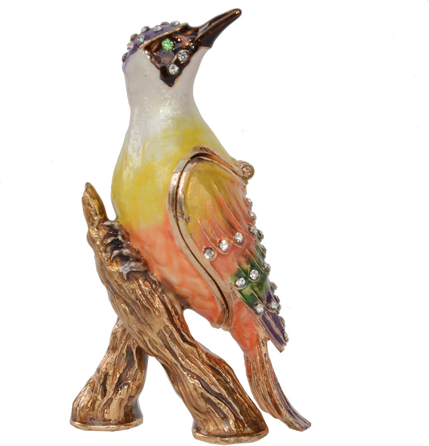 European Robin Trinket Box Jewelry Box Hand Painted Decorative Box with Hinged Lid Ring Earring Holder Bird Figurine Collectible