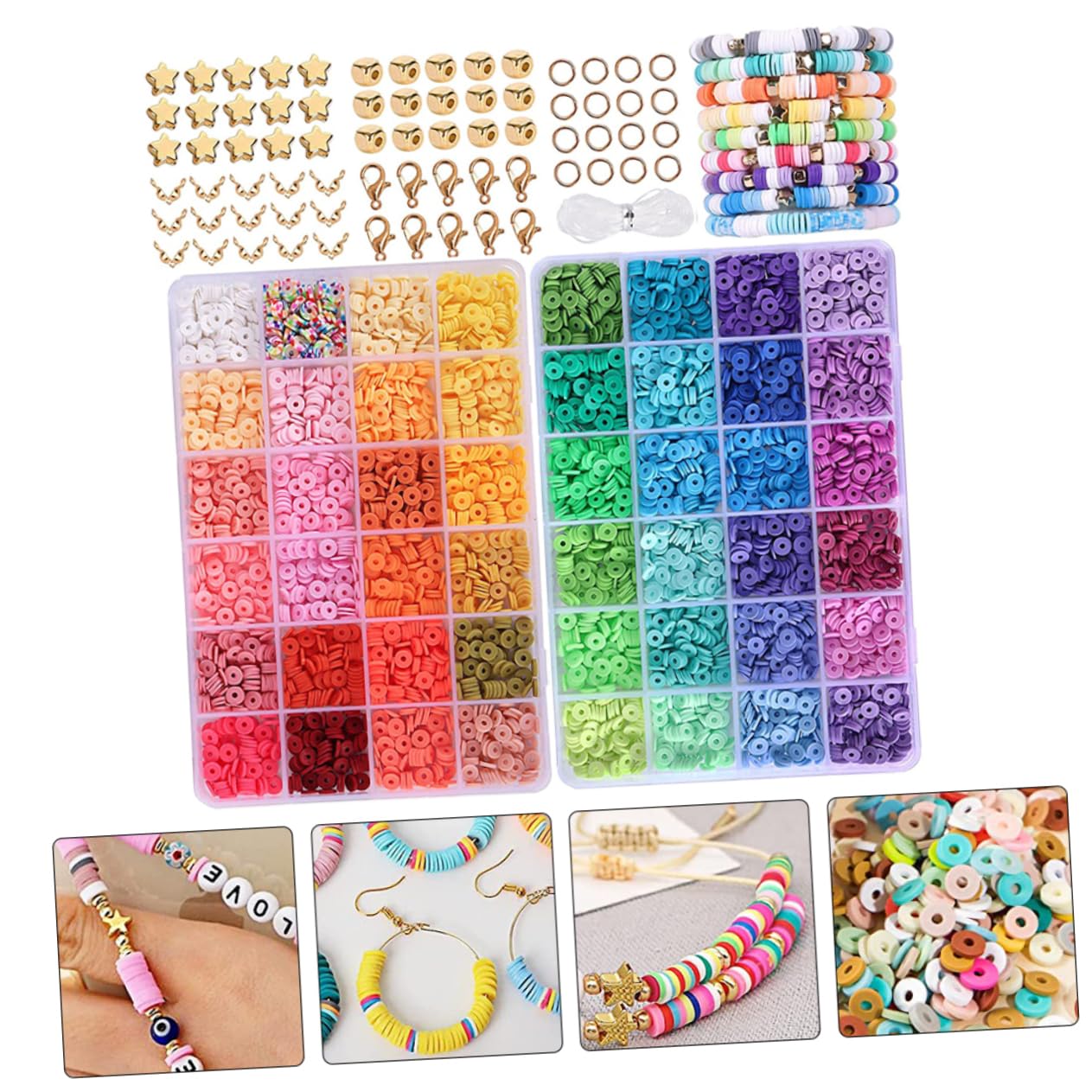 Gatuida Kit De Fabrication De Bracelets Argile Avec Perles De Bricolage Pour Bijoux Colliers Et Décoration