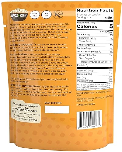 Miniatura 46 de Miracle Noodle Fideos de espaguetis Shirataki, listos para comer, fideos Konjac – Apto para dieta cetogénica, paleo, vegano, sin gluten, bajo