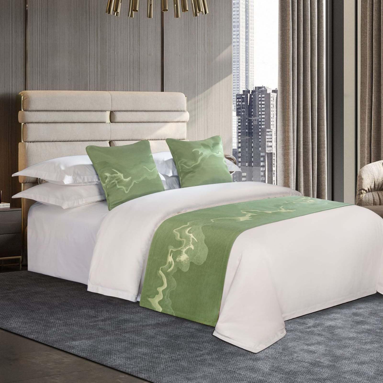 Drapeau de lit décoratif 5 tons motif montagne et parure de lit moderne 50x180cm