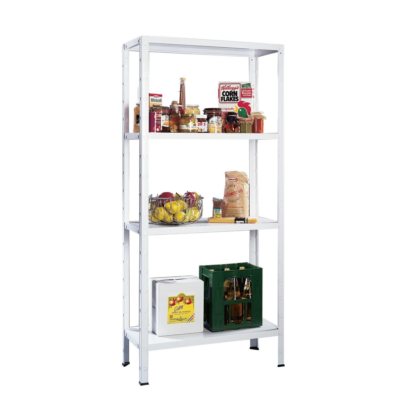 SCHULTE Regalwelt Steckregal mit 4 PowerMAX Fachböden, 50 kg Tragkraft, 180x75x35 cm (HxBxT), weiß, Lagerregal, Werkstattregal, Kellerregal, Garagenregal, Metallregal