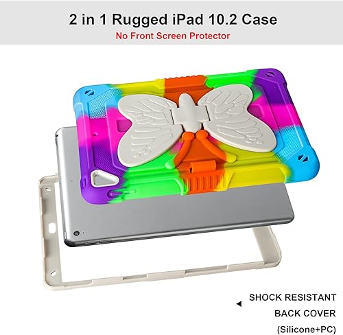 Miniatura 6 de Funda para iPad de 9 8 7 generación con soporte de alas de mariposa, funda para iPad 10.2 resistente y resistente, funda protectora para niños para