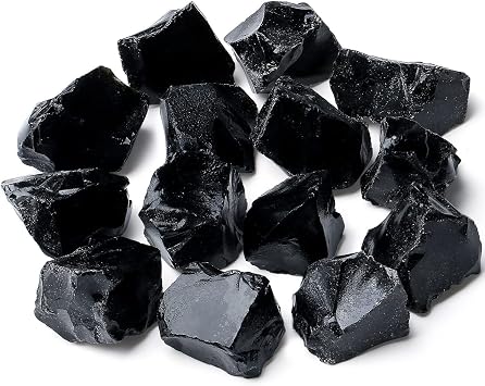 XIANNVXI Black Obsidian Crystals Natural Raw Obisidian Crystal Rocks Rough Stones 1" Bulk Reiki Healing Gemstones Tumbling Cabbing Fountain Rocks 0.45lb
