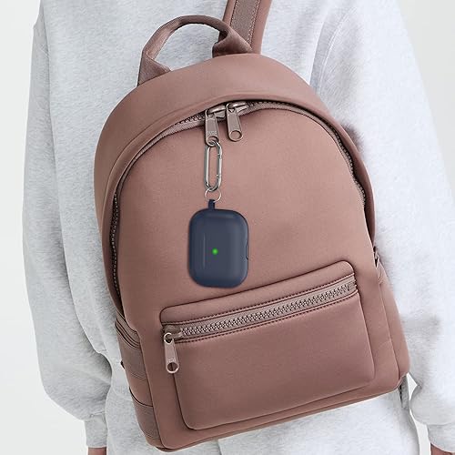 Miniatura 5 de NIUTRENDZ Funda para AirPods Pro 2 generación 2022 de silicona con cordón y llavero carga inalámbrica y LED frontal visible (azul medianoche)