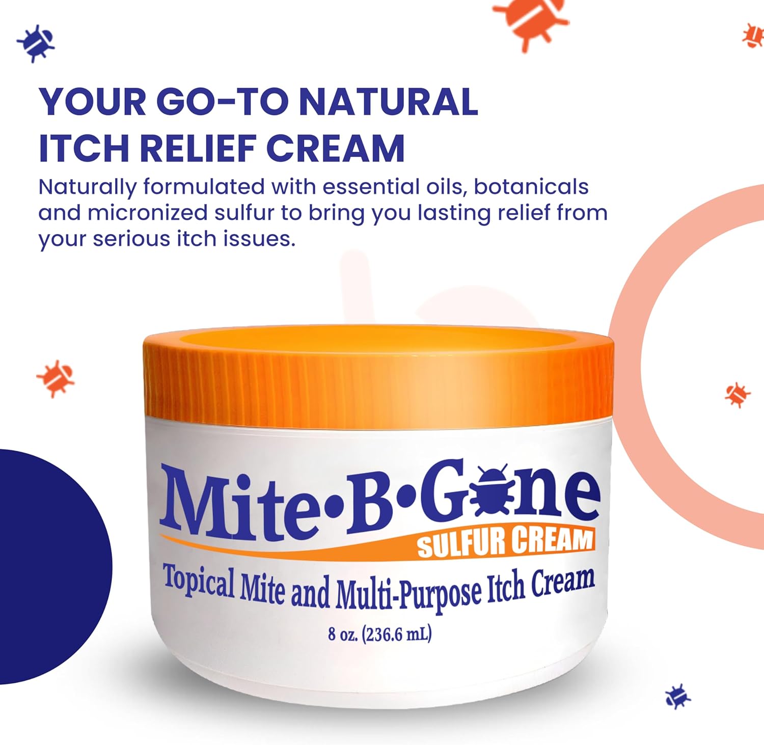 Human Mite Treatment Cream 8oz | Max-Strength 10x Sulfur Cream for Skin Mites, Bites, & Itching | Child & Adult Safe | Fast Relief for All Skin Types by Mite-Be-Gone - Image 2