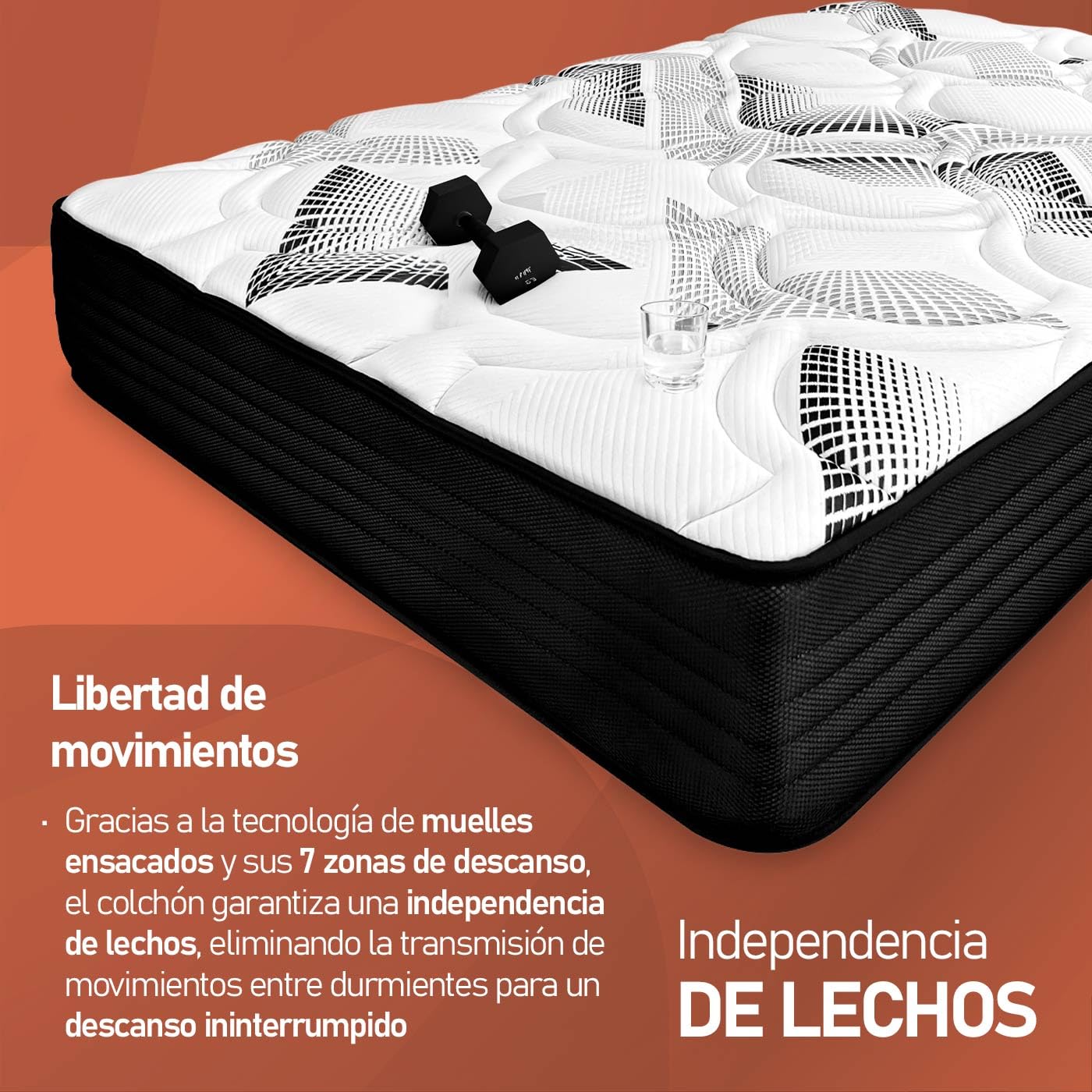 amuéblate online - Pack Colchón Muelles Ensacados con Visco Eco Box + Canapé Madera Reforzado Gran Capacidad | Color Blanco 135 x 190