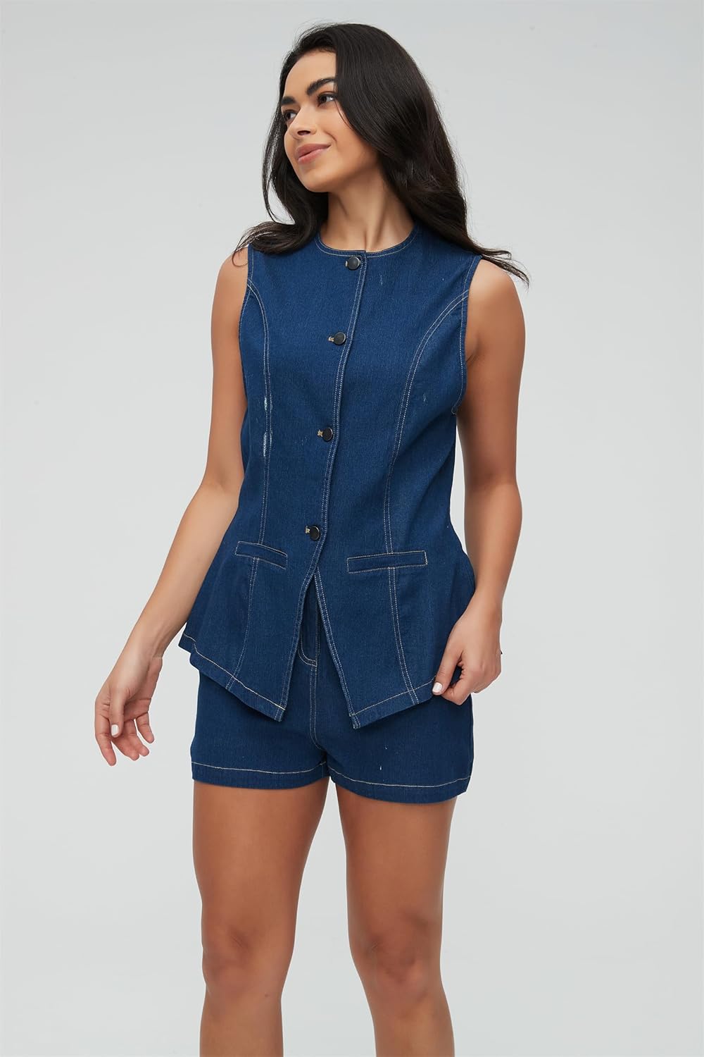 Denim Vest 2 Piece Sets High Waist Shorts Old Money Clothes Jean Jacket Y2K Business Slim Fit Casual Outfits