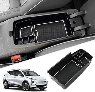 SKTU 2022 2023 Chevy Bolt EV EUV Center Console Organizer Insert ABS Black Materials Tray Secondary Storage Box Latest Chevy Bolt EV EUV 2022 2023 Accessories with Coin and Sunglasses Holder (White)