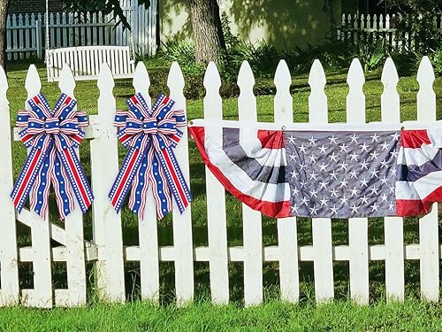 Miniatura 10 de Threetols Arcos patrióticos grandes para corona, lazos patrióticos para corona del día del trabajo, lazos de arpillera para el día de los veteranos,