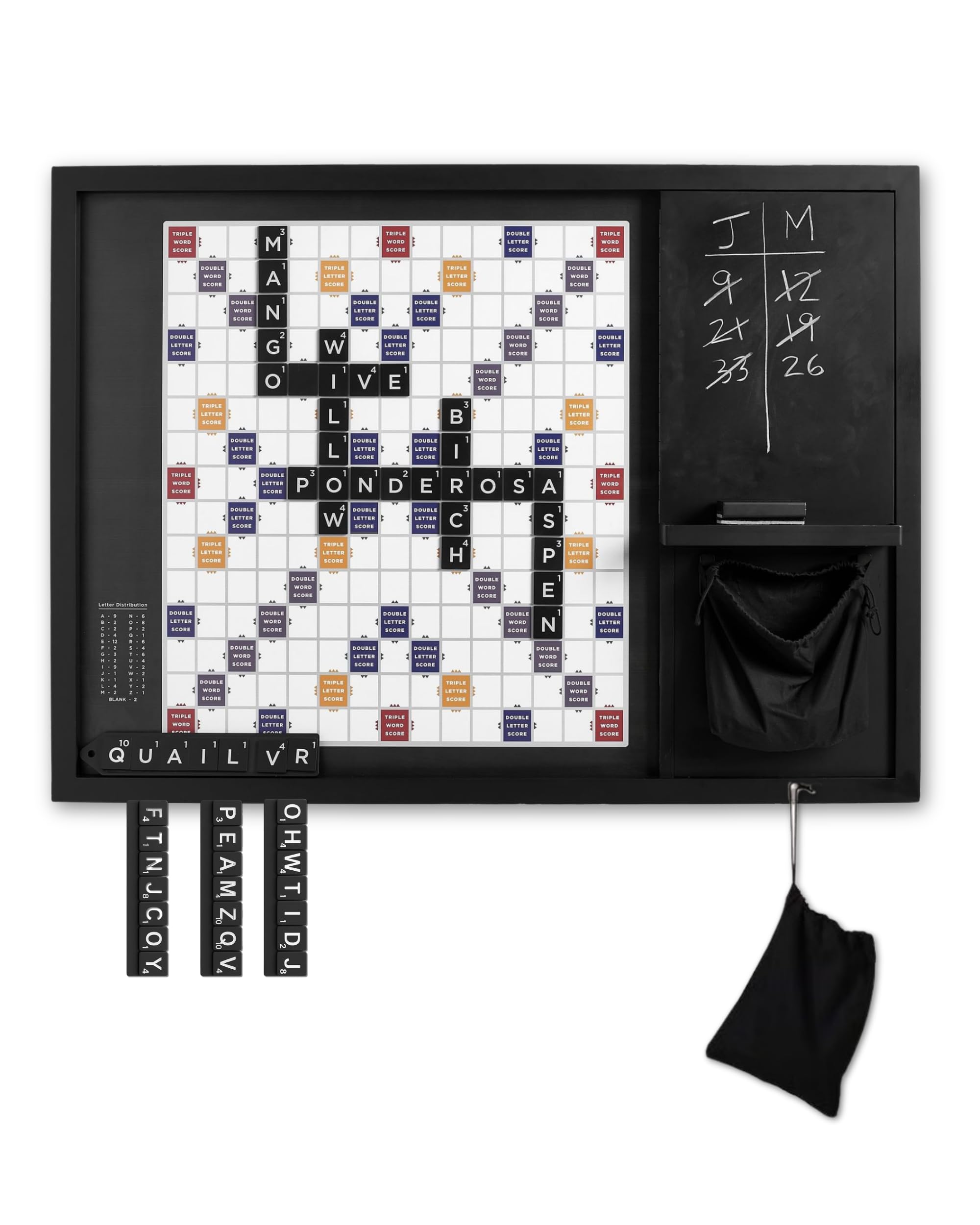 Photo 1 of Oversized Wooden Wall Mounted Word Game (32” x 24”) | Magnetic Word Tile Board with Chalkboard, Storage & Tiles | Wall Mounted Game & Rustic Home Décor & Game Room Wall Decor