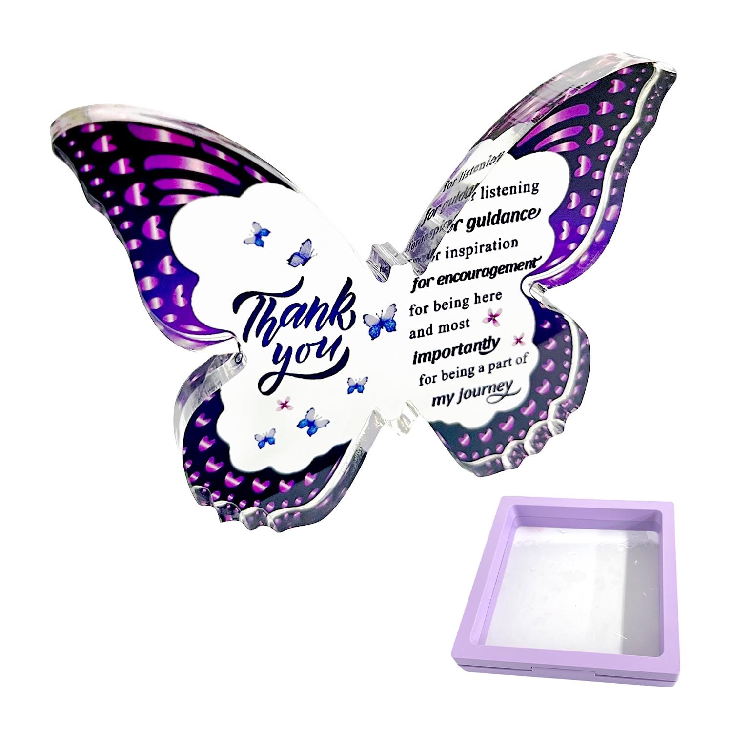 1 Butterfly-Shaped Gift, 1 Display Box, Butterfly-Shaped Acrylic Decoration, for Those Around You Special Thank You Gift