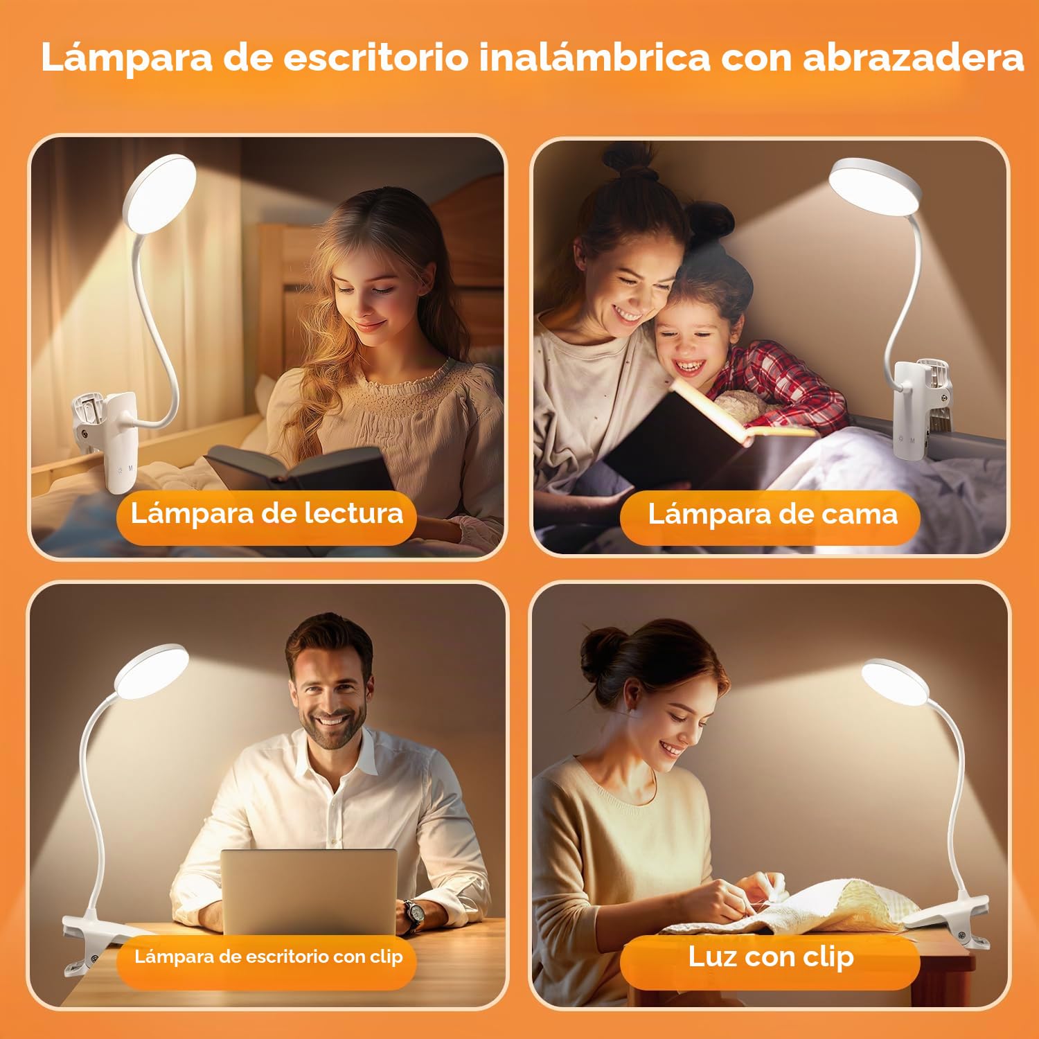 One Fire Flexo 450 LM+36 LED Lampara de Escritorio con 25 Modos de Luz, 3600mAh USB, Luz de Lectura 360° Flexo