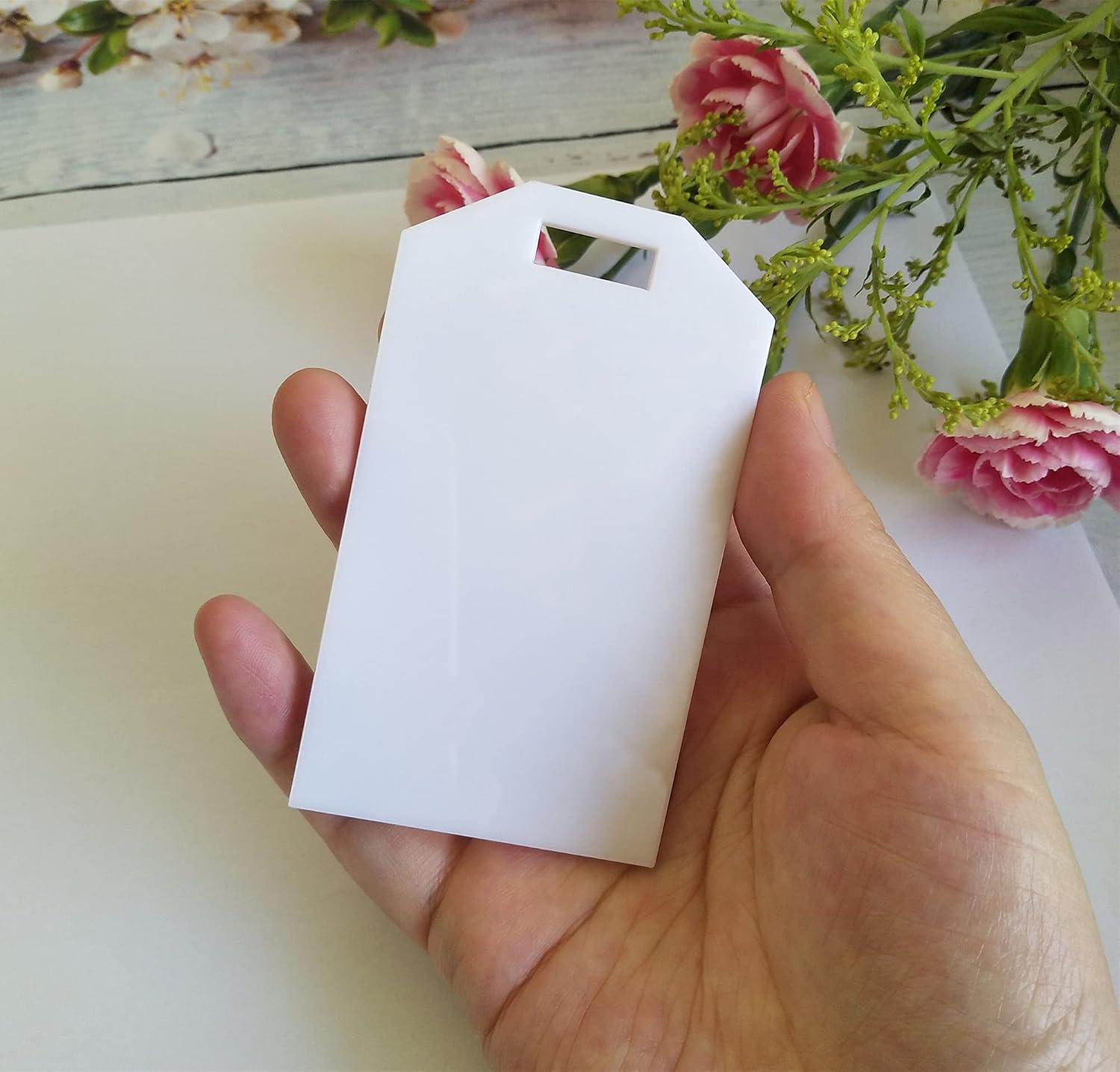 10pcs Laser Cut Reserved Tags, Luggage Tag Wedding Place Cards, Acrylic Reserve Seating Tag, Blank Keychain (White)