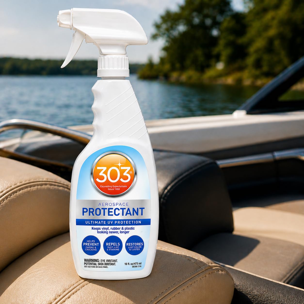 303 Aerospace Protectant 473ml UV Schutzspray Pflegespray für Kunststoff Vinyl Gummi Leder Plastik Kunstleder Fiberglas. inkl. Pfahler Pinsel