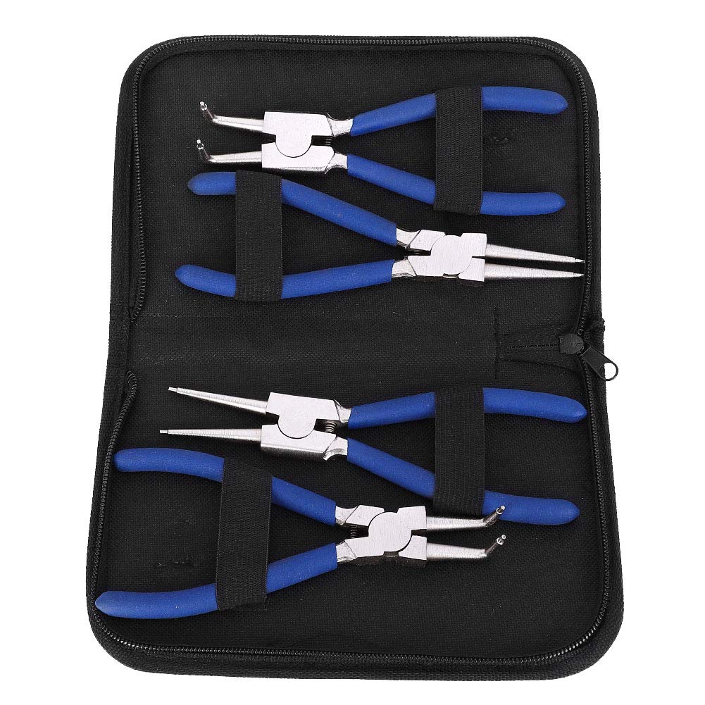 Jeu de 4 pinces à circlips interne et externe avec pochette de transport
