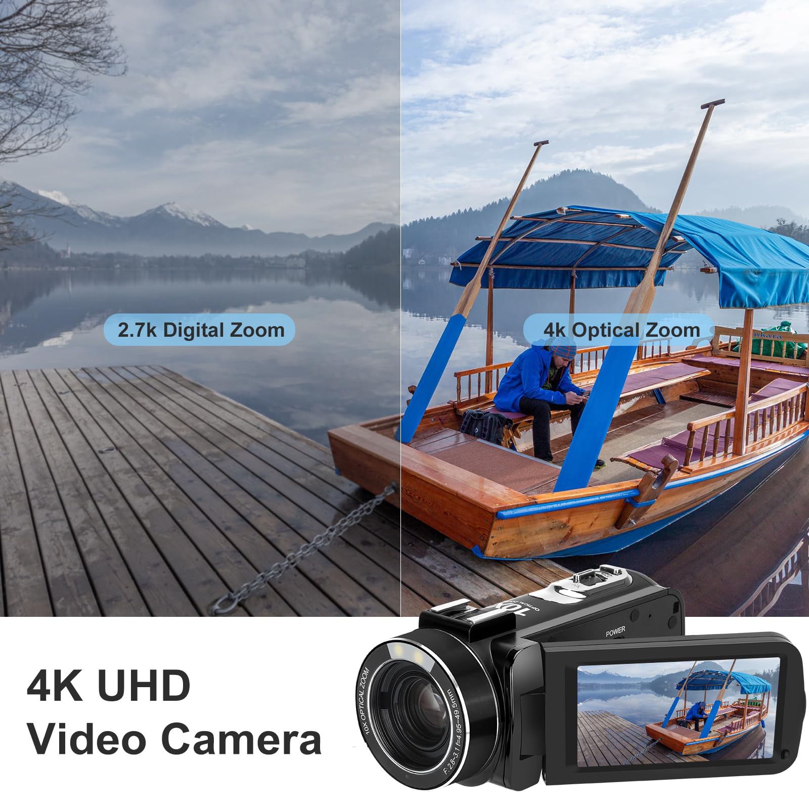 Amazon.com: ORDRO Cámara de video 4K videocámara 10X zoom óptico y
