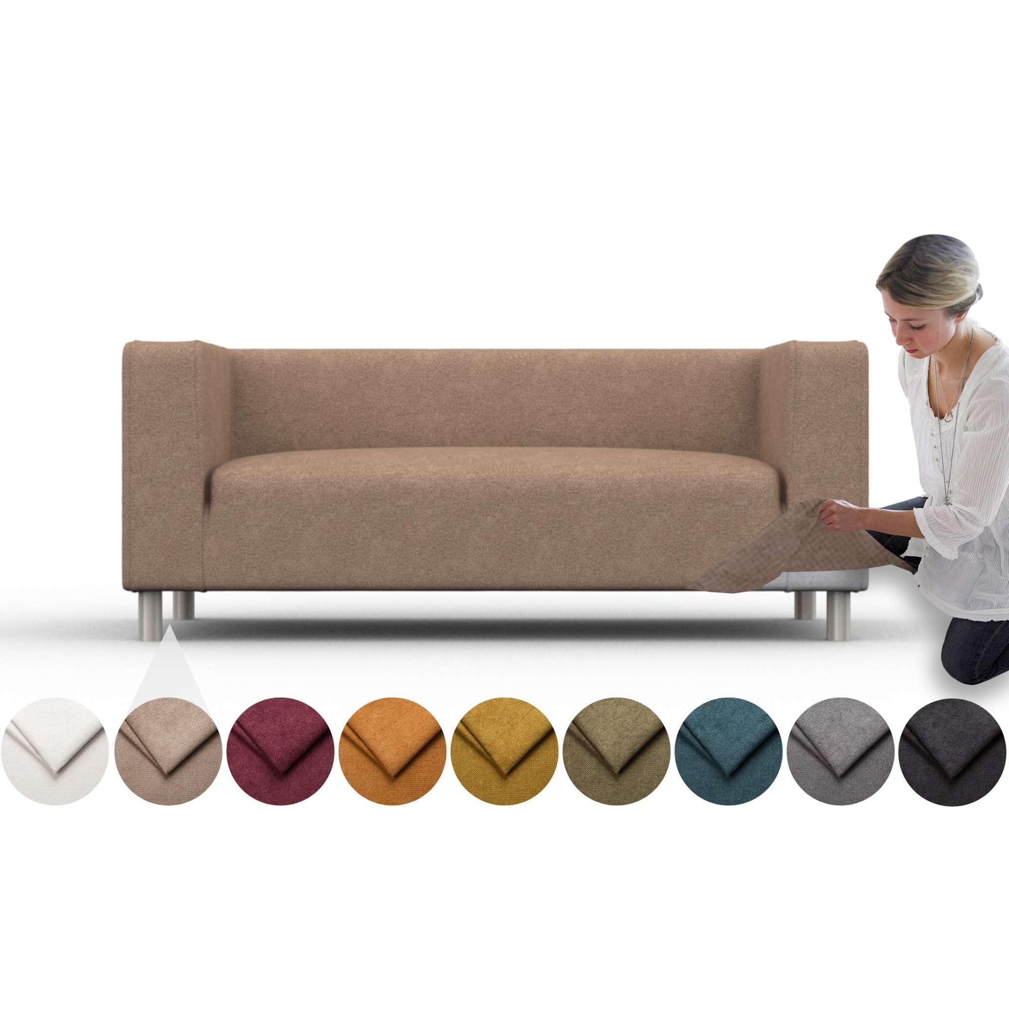 comfortly Bezug für Klippan 2-Sitzer-Sofa, Ersatz-Schonbezug, strapazierfähig, 1 Stück, weicher, strapazierfähiger, waschbarer Stoff, leicht zu reinigen und zu ersetzen (Krone – Antilope)