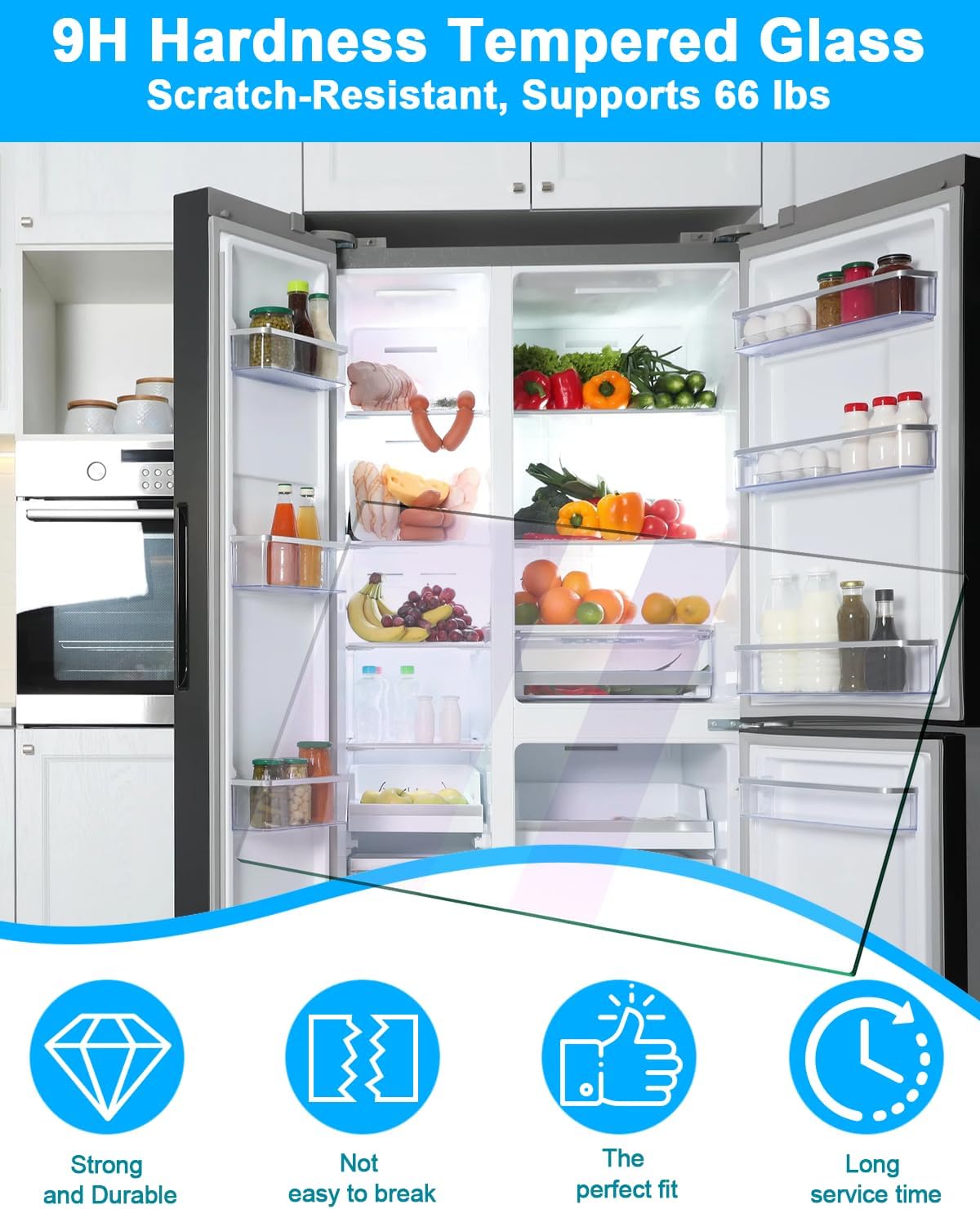 240350609 Refrigerator Glass Shelf Replacement – 17" x 23.75" Crisper Pan Insert Compatible with Frigidaire, Kenmore, Gibson, Crosley – Tempered 9H Hardness, 33LB Capacity, AP2115929, LFHT2131QE1