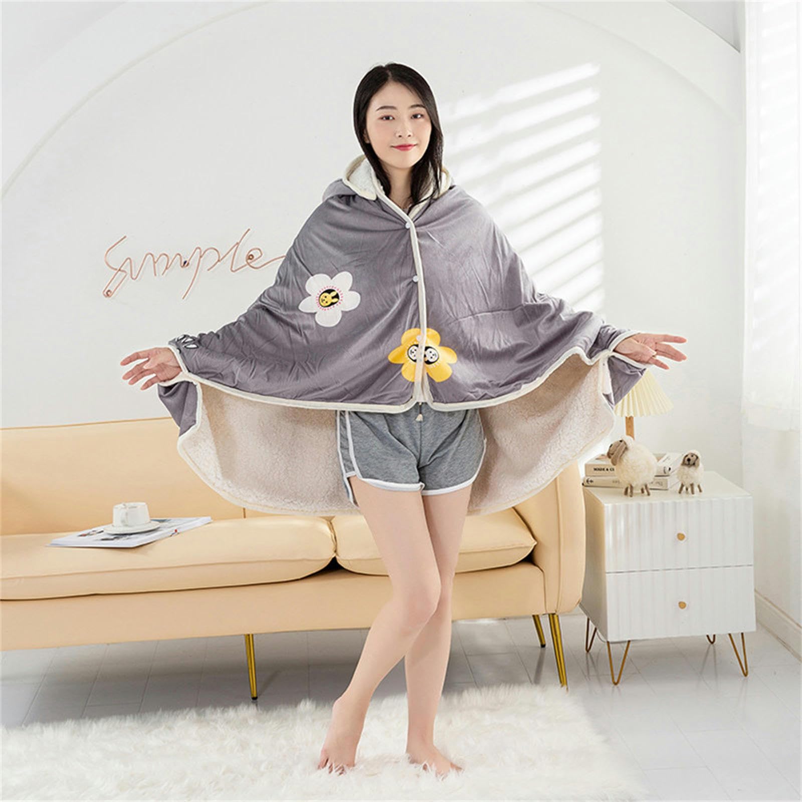 Decken Hoodie Schaldecke Büro Kinder Mittagspause Decke Winter Verdickte Studentische Kapuze -schal -umhangdecke