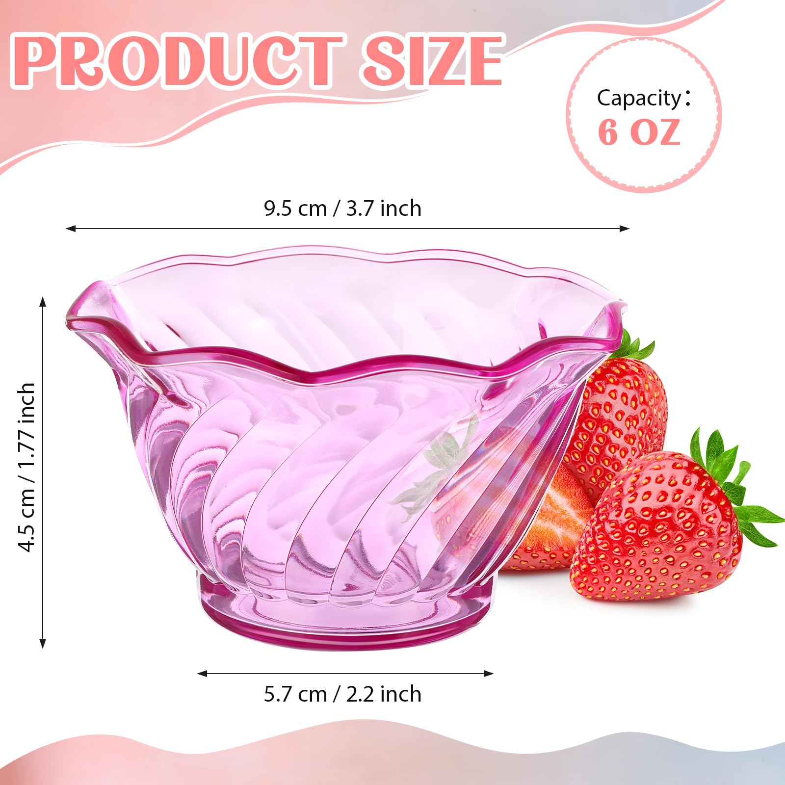 Rtteri Paquete de 30 tazas de postre de plástico transparentes de 6 onzas, cuencos de degustación de helados, mini redondos en forma de tulipán, tazas para servir bufé para yogur, ensalada,