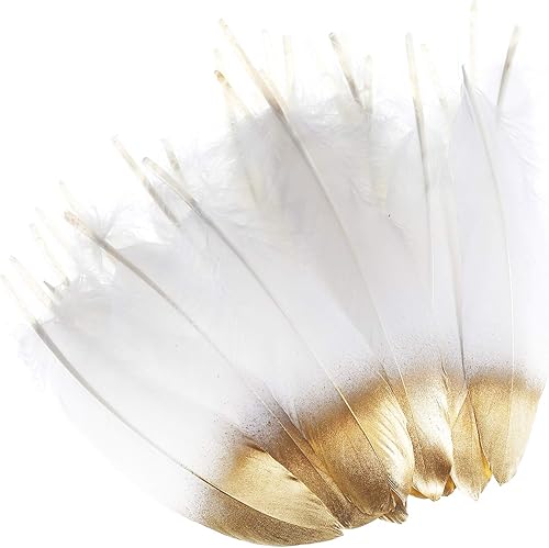 Miniatura 8 de 50 plumas de ganso bañadas en oro, coloridas plumas de ganso bañadas en plata, 6-8 pulgadas de longitud para manualidades, hogar, fiesta, boda,