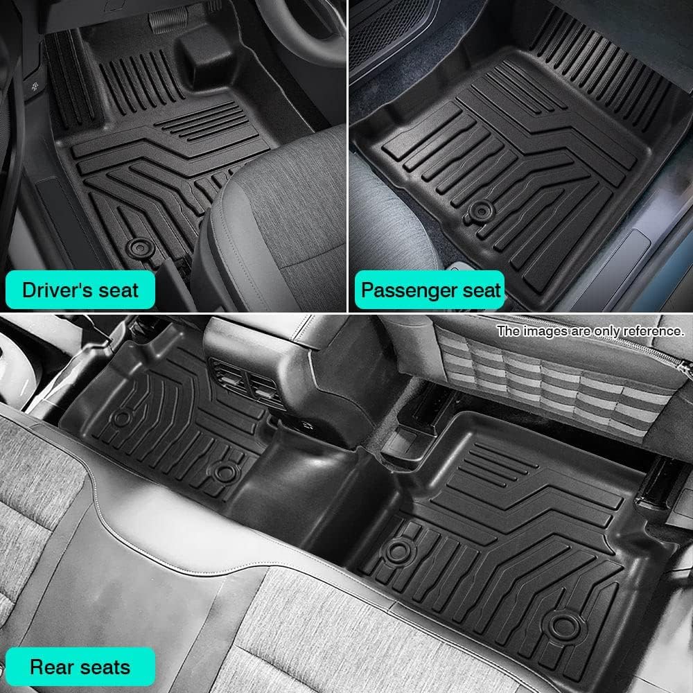 T TGBROS Floor Mats Custom Fit for 2021 2022 2023 2024 2025 Kia Sorento (Only Fits Bench Model &7 Seats) Accessories All Weather Protection TPE 1st + 2nd + 3rd Rows Floor Liners Set Non-Slip Black